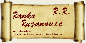 Ranko Ružanović vizit kartica